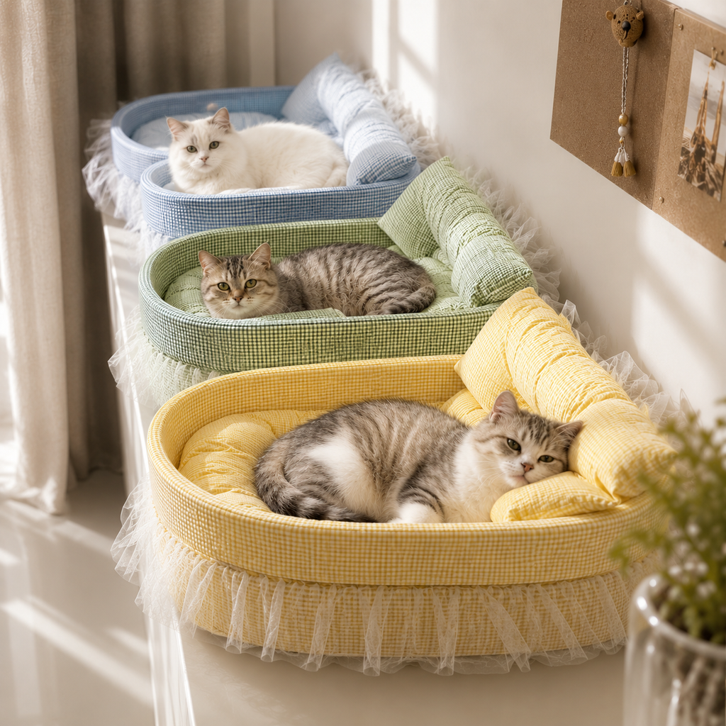 Belle Lounge – Luxury Ruffled Cat Bed
