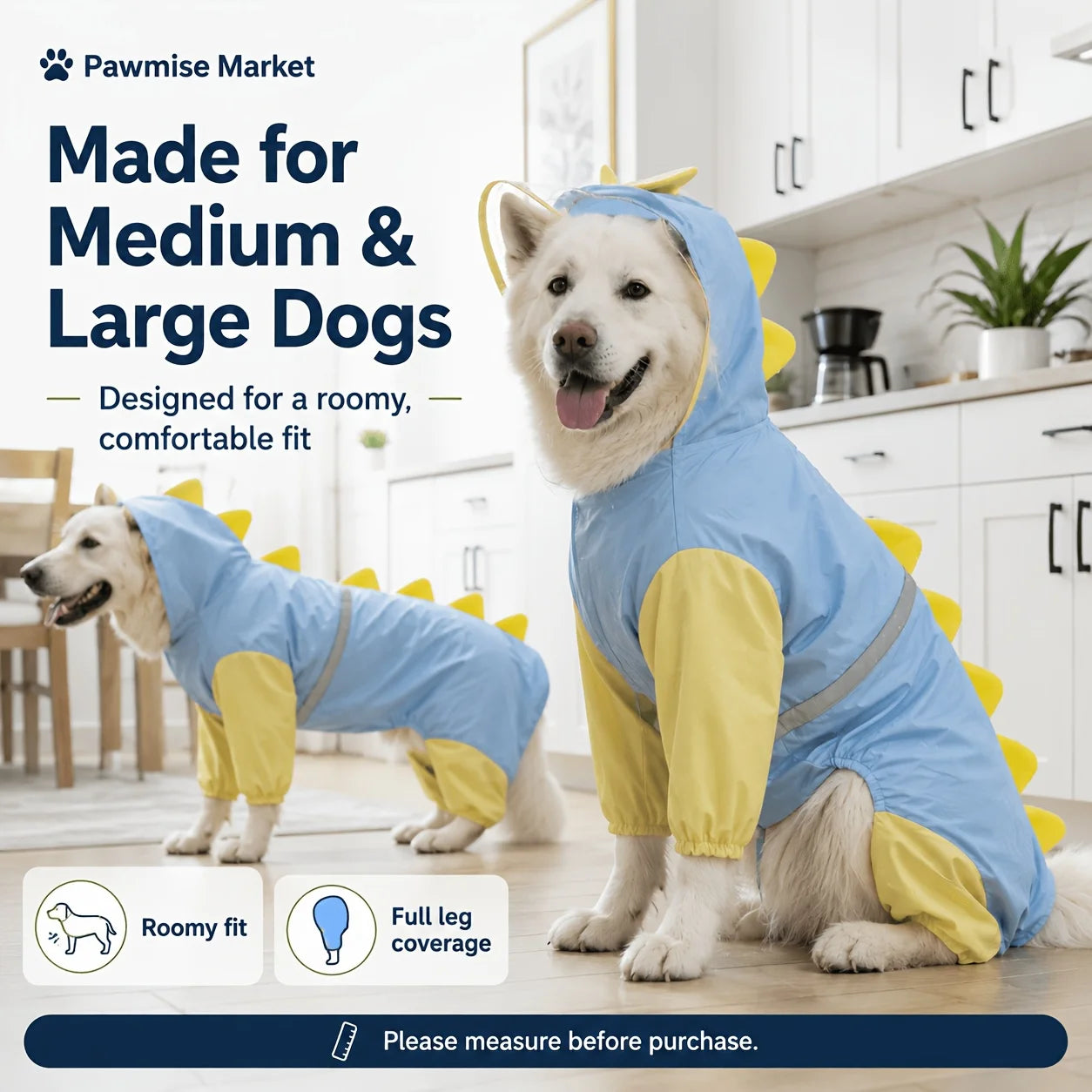 Pawvelle DinoDry™ Full-Body Dog Raincoat