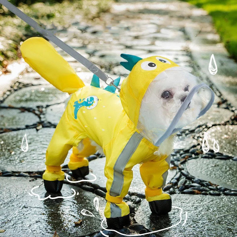 Pawvelle PuddleSuit™ Four-Leg Dog Raincoat